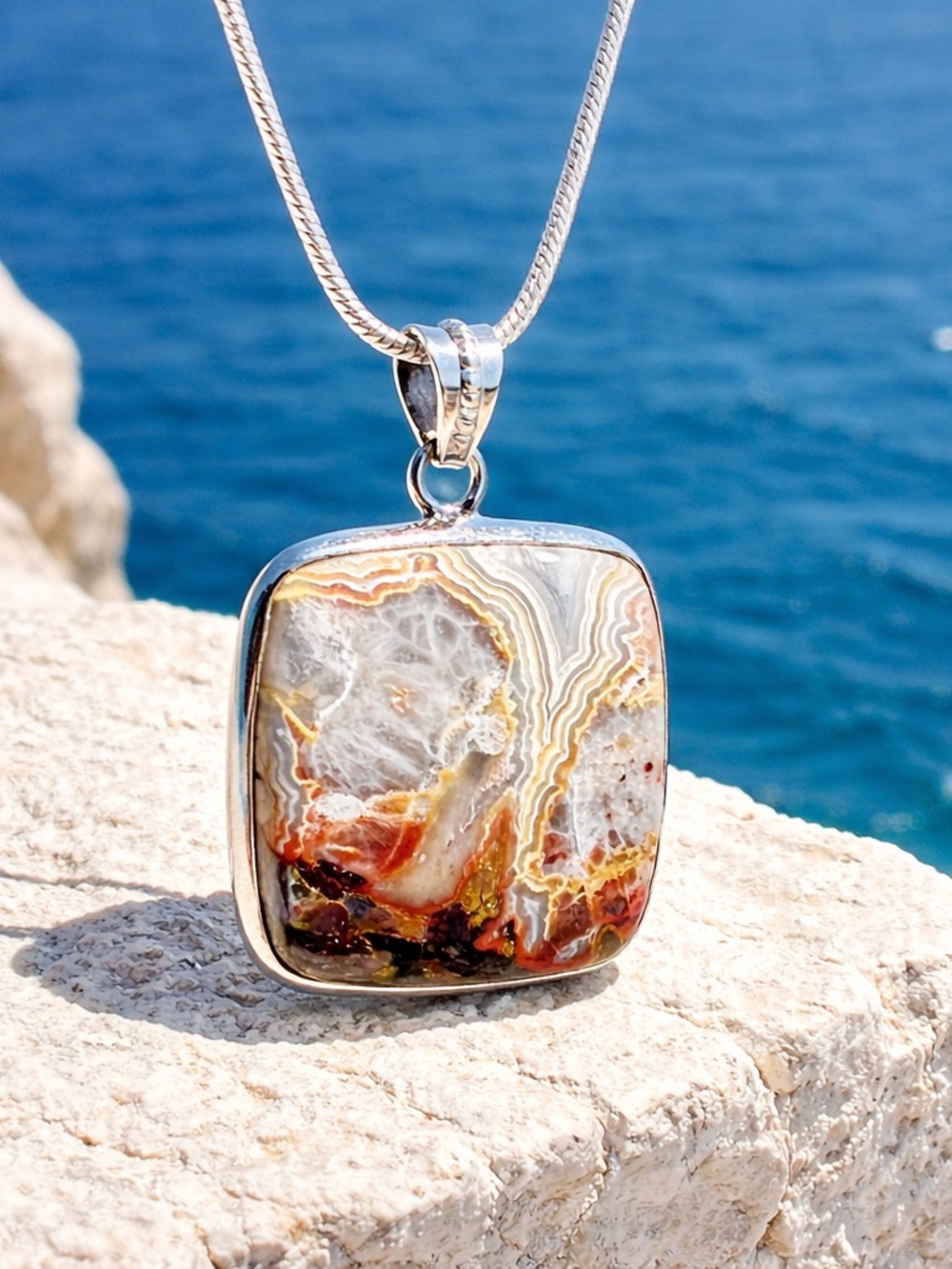 NEW! Laguna Lace Agate Necklace